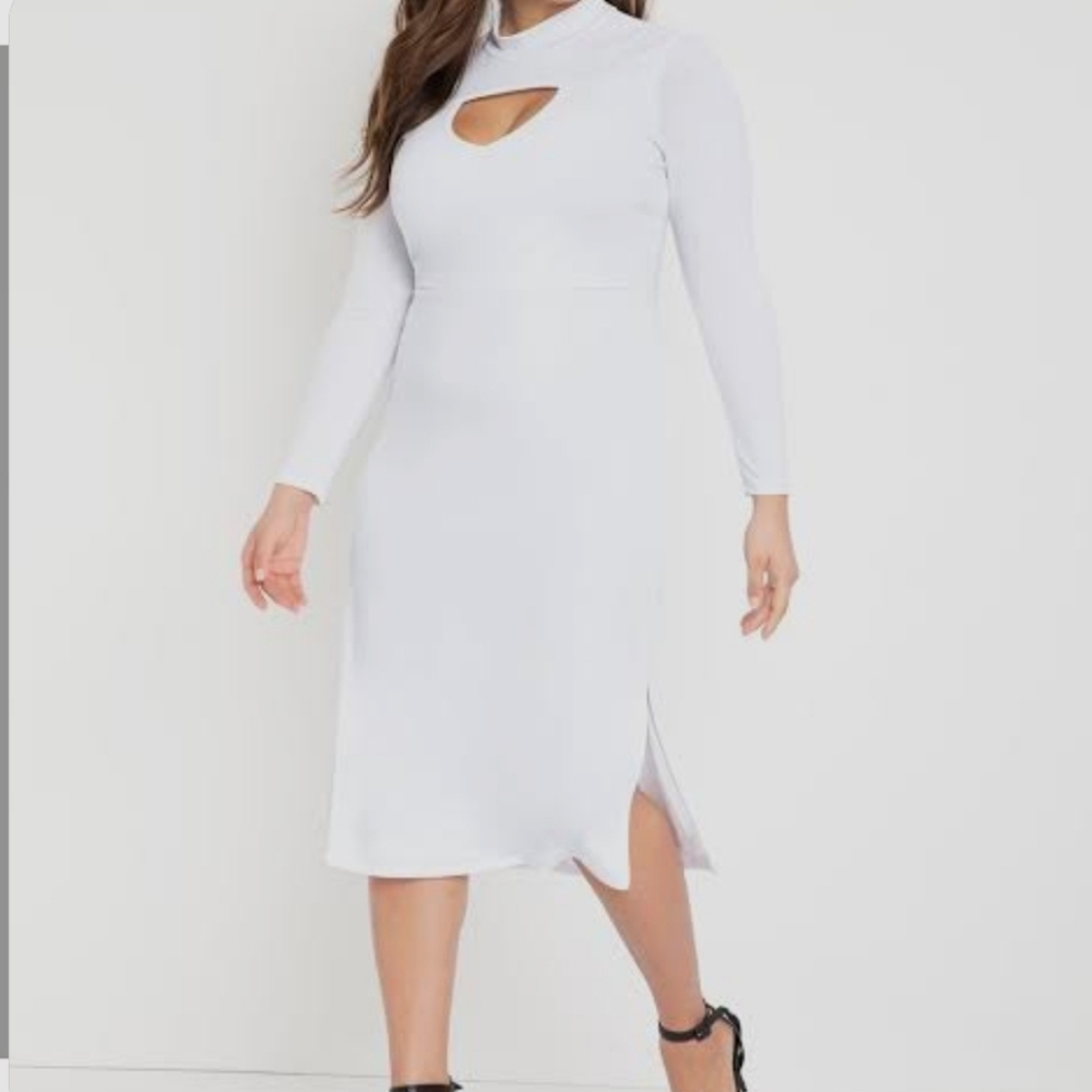 Eloquii Elegant White Long Sleeve Dress